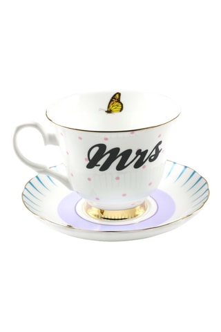 Tasse à thé avec soucoupe en porcelaine Mrs - 28 cl