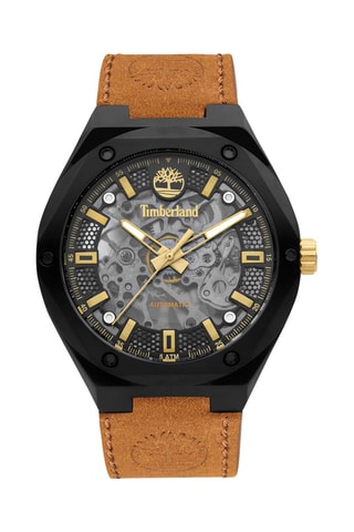 Automatisch Leren Horloge Alburgh - Kompas en Chronometer - Camel en Zwart