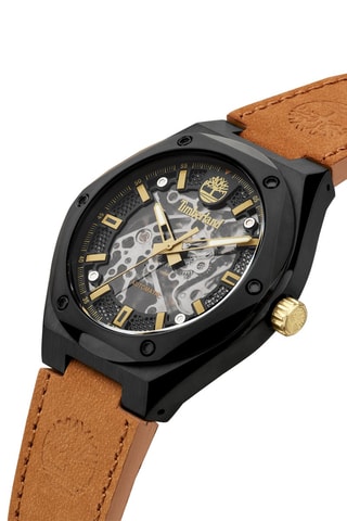 Automatisch Leren Horloge Alburgh - Kompas en Chronometer - Camel en Zwart