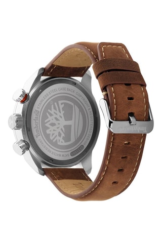 Leren Quartz Horloge Henniker II - GMT-functie - Bruin en Zilverkleurig