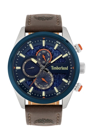 Leren Quartz Horloge Ridgeview - GMT - Bruin en Pauwblauw