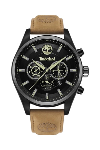 Leren en Ion Doublé Zwart Quartz Horloge Ashmont - Chronograaf