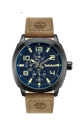 Orologio al quarzo in pelle e placcato Ion nero Brantford-Z - Cronografo - Beige e nero