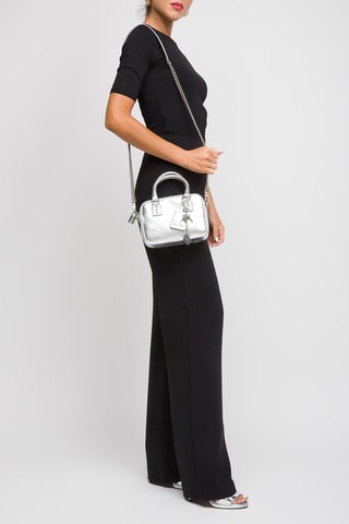 Mala em couro de carneiro - Prateado 