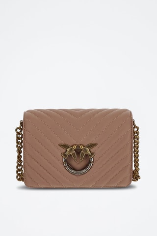 Sac bandoulière en cuir de mouton Love Click Mini - Rose