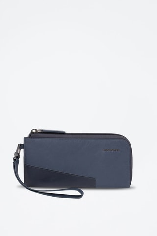 Pochete para telemóvel em couro - Azul