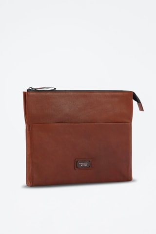 Pochete iPad em couro - 
Castanho