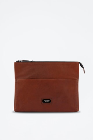 Pochete iPad em couro - 
Castanho