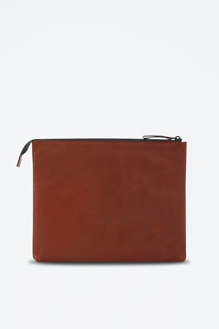 Pochete iPad em couro - 
Castanho