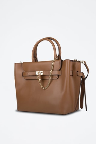 Mala a tiracolo de couro - Castanho