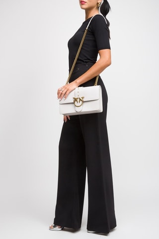 Mala a tiracolo em couro - Cinzento-claro