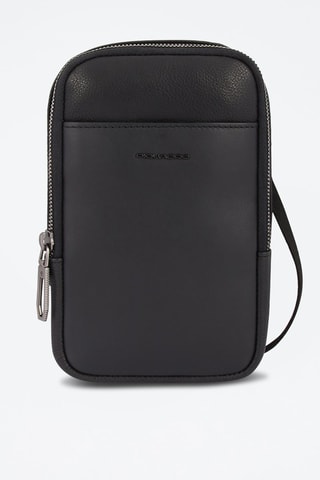 Mala a tiracolo para telemóvel em couro - Preto