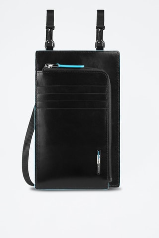 Mala a tiracolo para telemóvel em couro - Preto