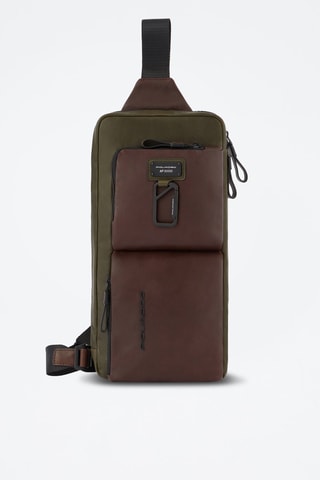 Bolsa de cintura de couro - Castanho e caqui