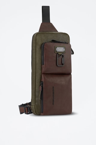 Bolsa de cintura de couro - Castanho e caqui