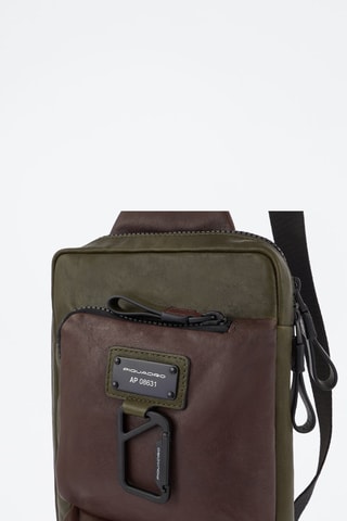 Bolsa de cintura de couro - Castanho e caqui