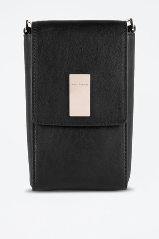 Mala a tiracolo para telemóvel em couro - Preto