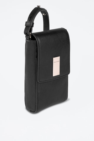 Mala a tiracolo para telemóvel em couro - Preto