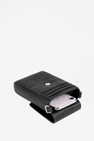 Mala a tiracolo para telemóvel em couro - Preto