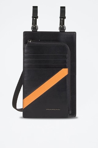 Mala a tiracolo para telemóvel em couro - Preto
