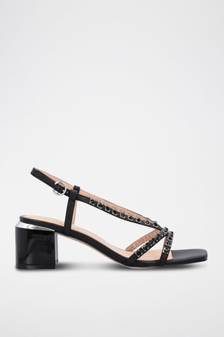 Mules de salto em couro de cabra - Preto