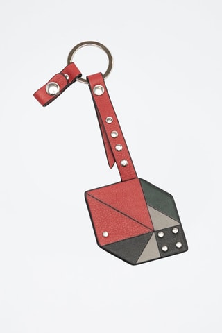 Porta-chaves em couro - Vermelho e preto