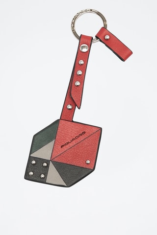 Porta-chaves em couro - Vermelho e preto