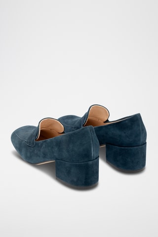 Mocassins de salto subidos em nobuck - Azul