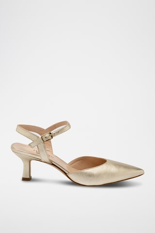 Slingback em couro - Dourado