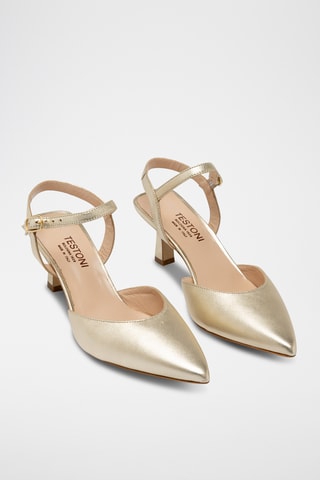 Slingback em couro - Dourado