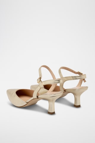 Slingback em couro - Dourado