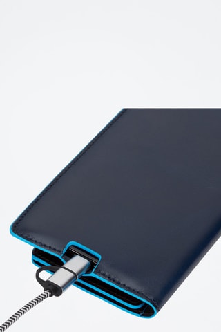 Estojo para telemóvel em couro - Azul-marinho