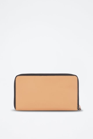 Carteira comprida em couro - Bege