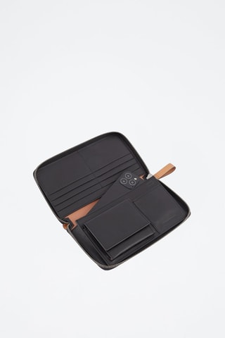 Carteira comprida em couro - Bege