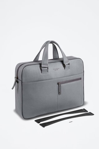 Porta-documentos de couro - Cinzento-claro