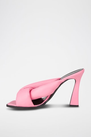 Mules de salto em couro de cabra - Rosa