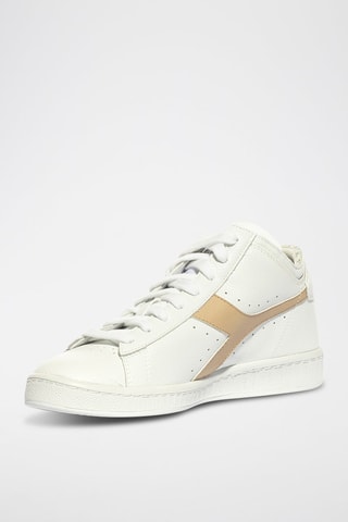 Sapatilhas subidas em couro Row Cut 2030 - Bege e branco