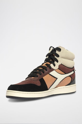 Sapatilhas subidas em couro Magic - Castanho e preto