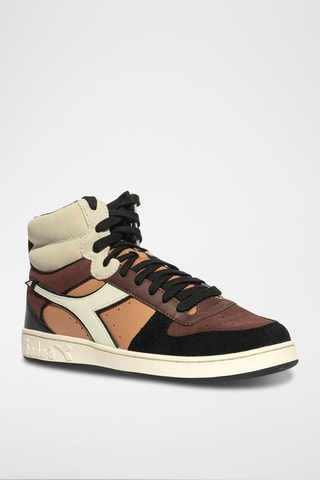Sapatilhas subidas em couro Magic - Castanho e preto