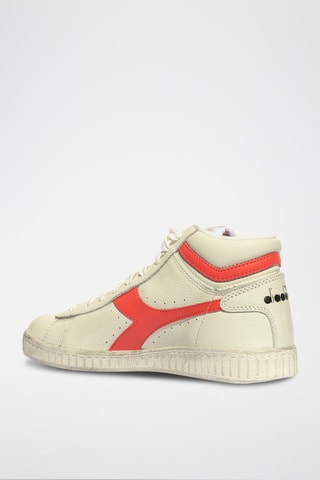 Sapatilhas subidas em couro Game L High Fluo - Branco e coral