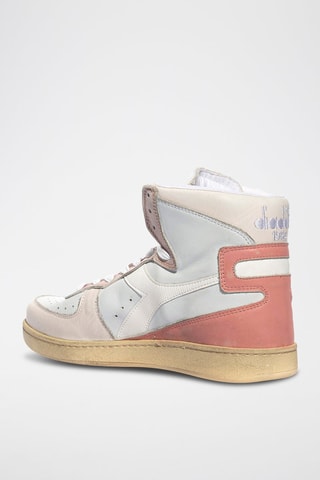 Sapatilhas de cano alto em couro Used - Branco e bege