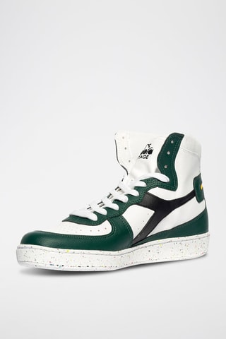 Sapatilhas de cano alto em couro 2030 - Branco e verde
