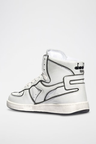 Sapatilhas de cano alto em couro Frame Used - Branco e preto