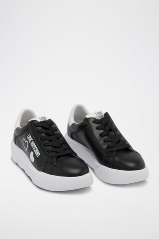 Sapatilhas com plataforma em couro - Preto