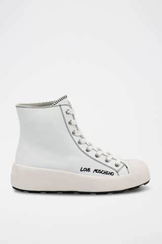 Sneakers subidos em couro - Branco