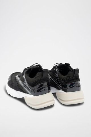 Sneakers com plataforma em couro - Preto