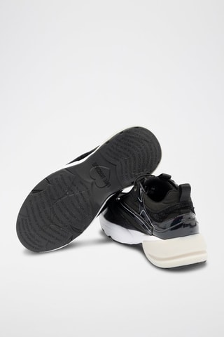 Sneakers com plataforma em couro - Preto