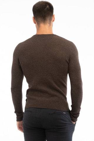 Camisola slim em lã virgem - Castanho - Zanone