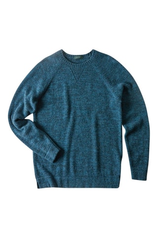 Camisola regular em lã virgem - Azul-pato mesclado - Zanone