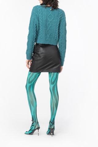 Casaco de malha em lã e alpaca - Turquesa